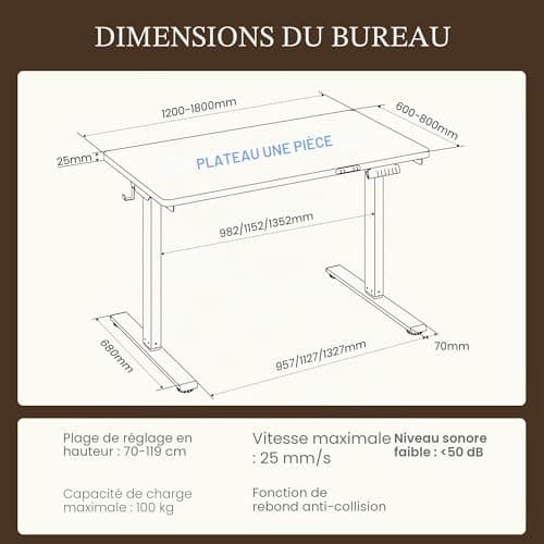 Flexispot E7 — Bureau Assis-Debout Électrique 160x80cm — vue 3